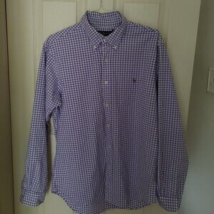Ralph Lauren Slim Fit Stretch Purple Check Long Sleeve Button Down Shirt XL